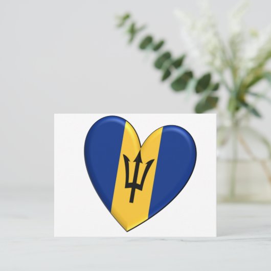 Barbados Heart Flag Briefkaart (Staand voorkant)