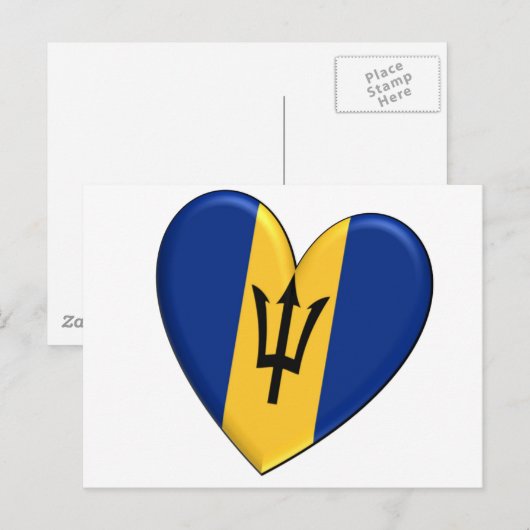 Barbados Heart Flag Briefkaart (Voorkant / Achterkant)