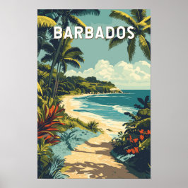 Barbados Illustratie Reis Kunst Vintage Poster