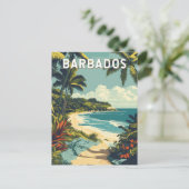 Barbados Illustratie Reizen Art Vintage Briefkaart (Staand voorkant)