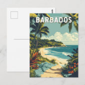 Barbados Illustratie Reizen Art Vintage Briefkaart (Voorkant / Achterkant)