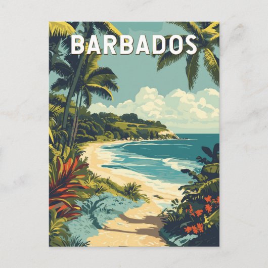 Barbados Illustratie Reizen Art Vintage Briefkaart (Voorkant)