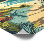 Barbados Illustratie Reizen Art Vintage Poster (Hoek)