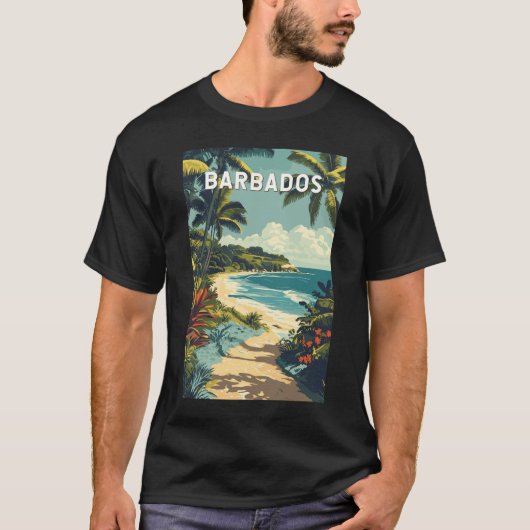 Barbados Illustratie Reizen Art Vintage T-shirt (Voorkant)