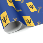 Barbados inpakpapier, Barbados vlag patriotten Cadeaupapier (Rol Hoek)