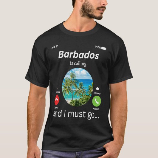 Barbados Is Calling and I Must Go Barbados Flag T-shirt (Voorkant)