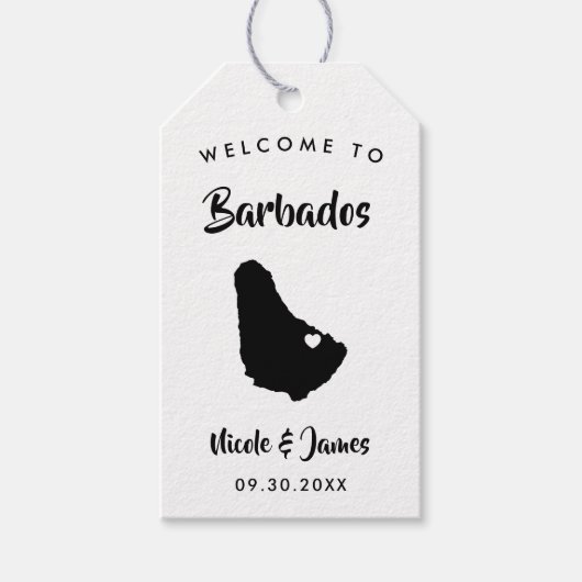 Barbados Island bruiloft welkomsttas Labels, kaart Cadeaulabel (Voorkant)