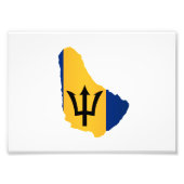 Barbados Islands In Silhouette With Flag Foto Afdruk (Voorkant)
