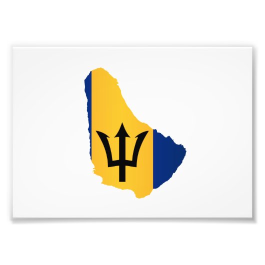 Barbados Islands In Silhouette With Flag Foto Afdruk (Voorkant)
