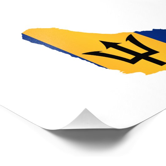 Barbados Islands In Silhouette With Flag Foto Afdruk (Hoek)