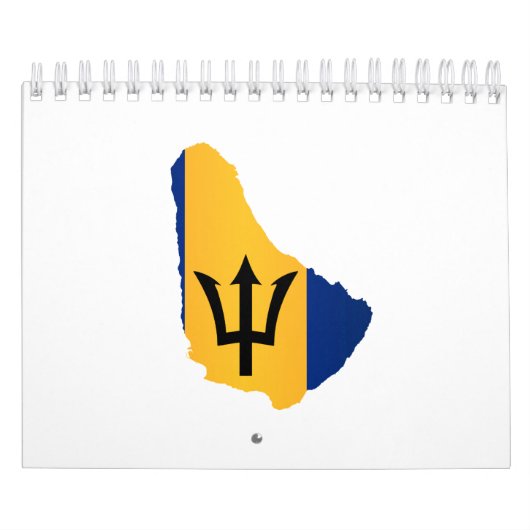 Barbados Islands In Silhouette With Flag Kalender (Hoes)