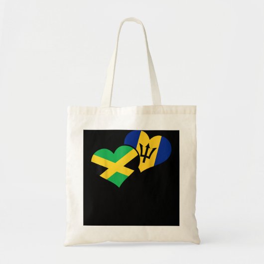 Barbados' Jamaica Hearts Bajan Jamaican Flag Pride Tote Bag (Voorkant)