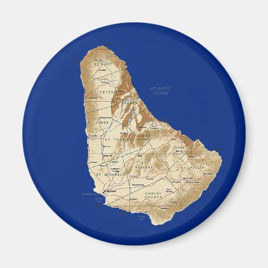 Barbados Kaart Magneet (Voorkant)