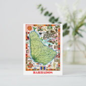 Barbados, kaart van het eiland, toeristische attra (Staand voorkant)