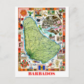 Barbados, kaart van het eiland, toeristische attra (Voorkant)