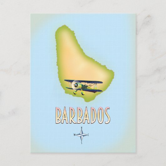 Barbados Kaart vintage reisposter. (Voorkant)