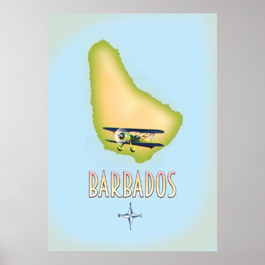 Barbados Kaart vintage reisposter. Poster (Voorkant)