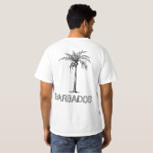 Barbados-kokosnoot zwart-wit ontwerp t-shirt (Achterkant volledig)