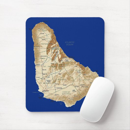 Barbados Map Mousepad Muismat (Met muis)