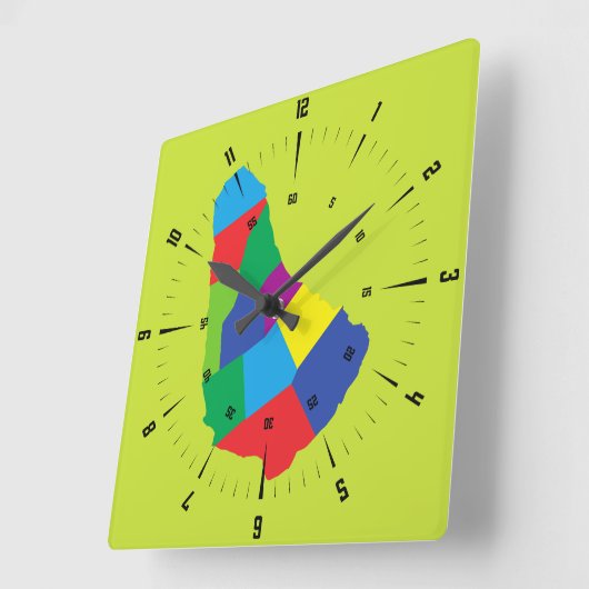 Barbados Map Square Wall klok (Hoek)