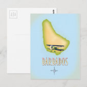 Barbados Map vintage-poster. Briefkaart (Voorkant / Achterkant)