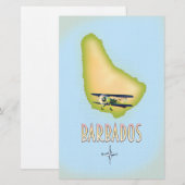 Barbados Map vintage-poster. Briefpapier (Voorkant / Achterkant)