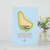 Barbados Map vintage-poster. Briefpapier (Staand voorkant)