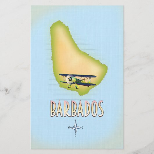 Barbados Map vintage-poster. Briefpapier (Voorkant)
