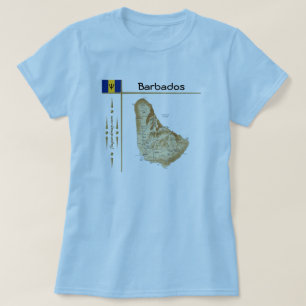 Barbados Map + Vlag + Titel T-Shirt