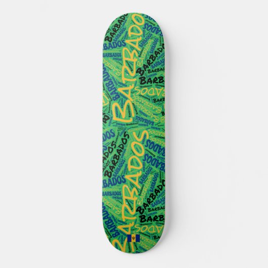 Barbados Nationale Trots Wordcloud Skateboard (Voorkant)