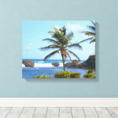 Barbados, Oceaan, Palmbomen, High Definition foto Canvas Afdruk (Insitu (Houten vloer))