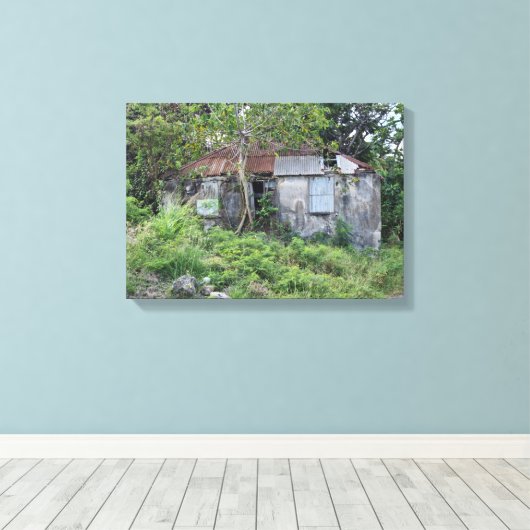 Barbados Old Slave Hut Canvas Afdruk (Insitu (Houten vloer))