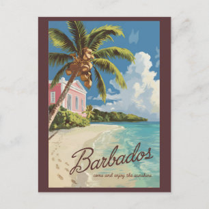 Barbados Painterly Travel Art Vintage Briefkaart