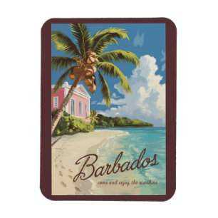 Barbados Painterly Travel Art Vintage Magneet