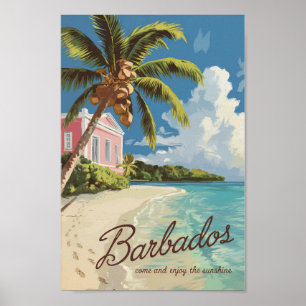 Barbados Painterly Travel Art Vintage Poster