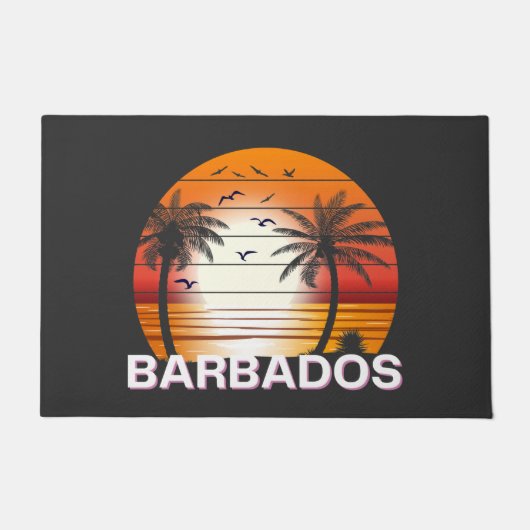  Barbados Palm Trees Summer Beach Deurmat (Voorkant)