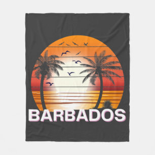 Barbados Palm Trees Summer Beach Fleece Deken