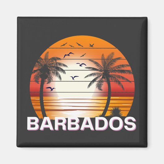 Barbados Palm Trees Summer Beach Magneet (Voorkant)
