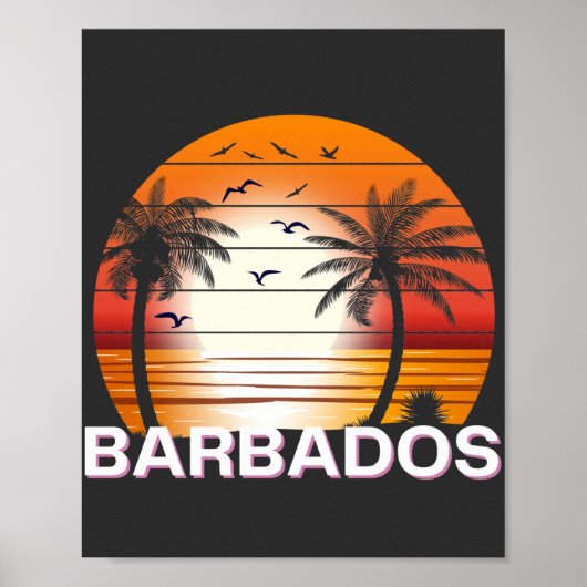Barbados Palm Trees Summer Beach Poster (Voorkant)