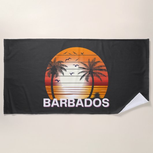  Barbados Palm Trees Summer Beach Strandlaken (Voorkant)