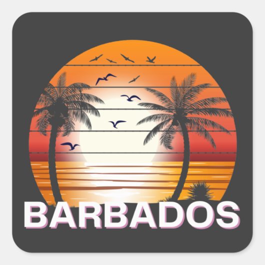 Barbados Palm Trees Summer Beach Vierkante Sticker (Voorkant)