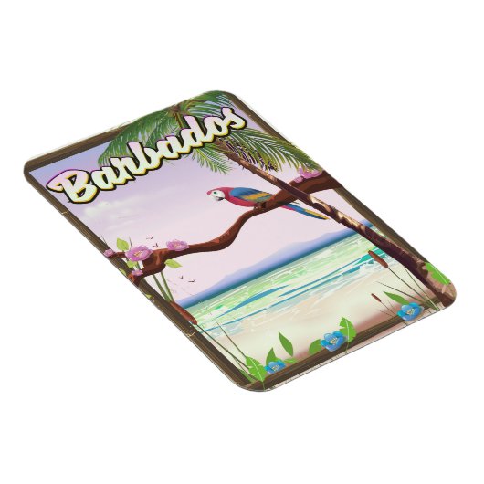 Barbados Papegaai Landschap reisposter Magneet (Rechterzijde)