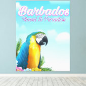 Barbados Papegaai reisposter Canvas Afdruk (Insitu (Houten vloer))