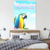 Barbados Papegaai reisposter Canvas Afdruk (Insitu (Slaapkamer))