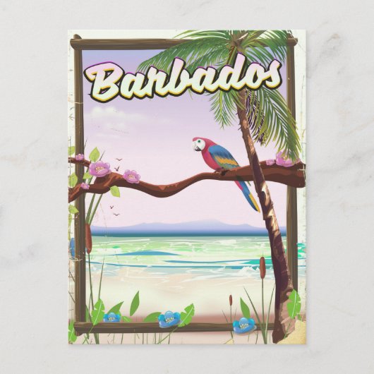 Barbados Parrot Landschapsreisposter Briefkaart (Voorkant)