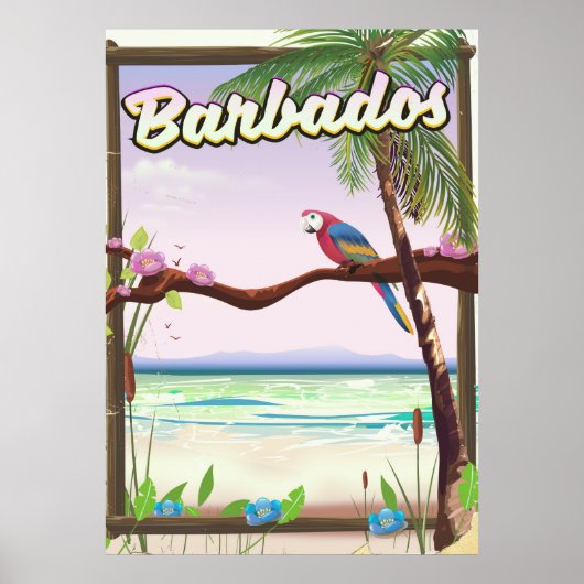 Barbados Parrot Landschapsreisposter Poster (Voorkant)