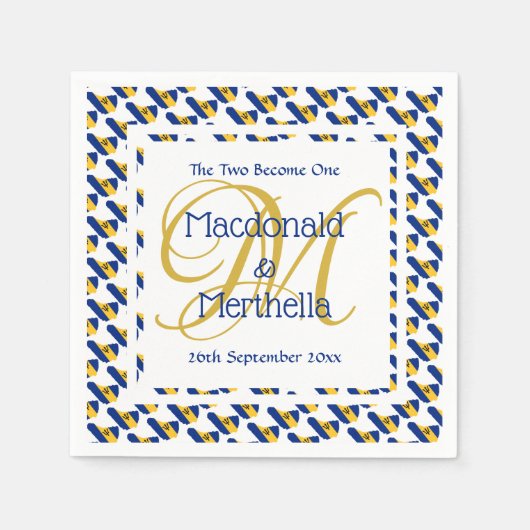 BARBADOS Persoonlijk Monogram Huwelijksfeest Papie Servet (Voorkant)