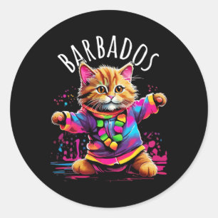 Barbados Quirky Funny Schattige Kleurrijke Dansend Ronde Sticker