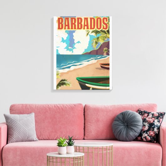 Barbados reisposter canvas afdruk (Insitu (Woonkamer))
