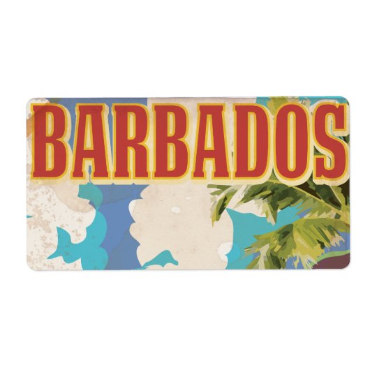 Barbados reisposter etiket (Voorkant)
